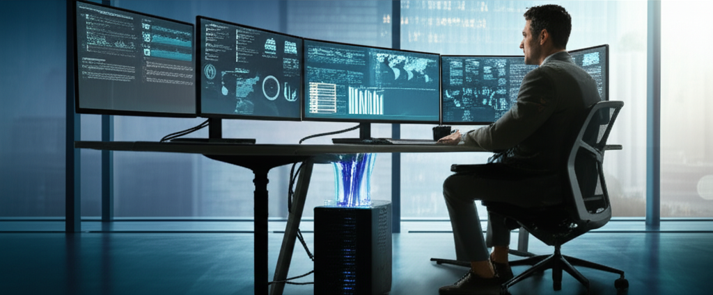 Uomo professionale con Fibra Ottica